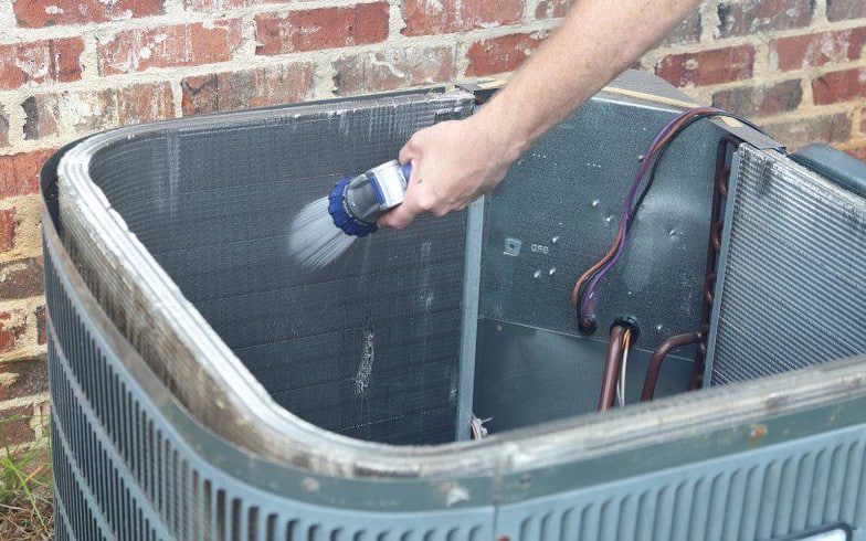 pic of ac coils being cleaned